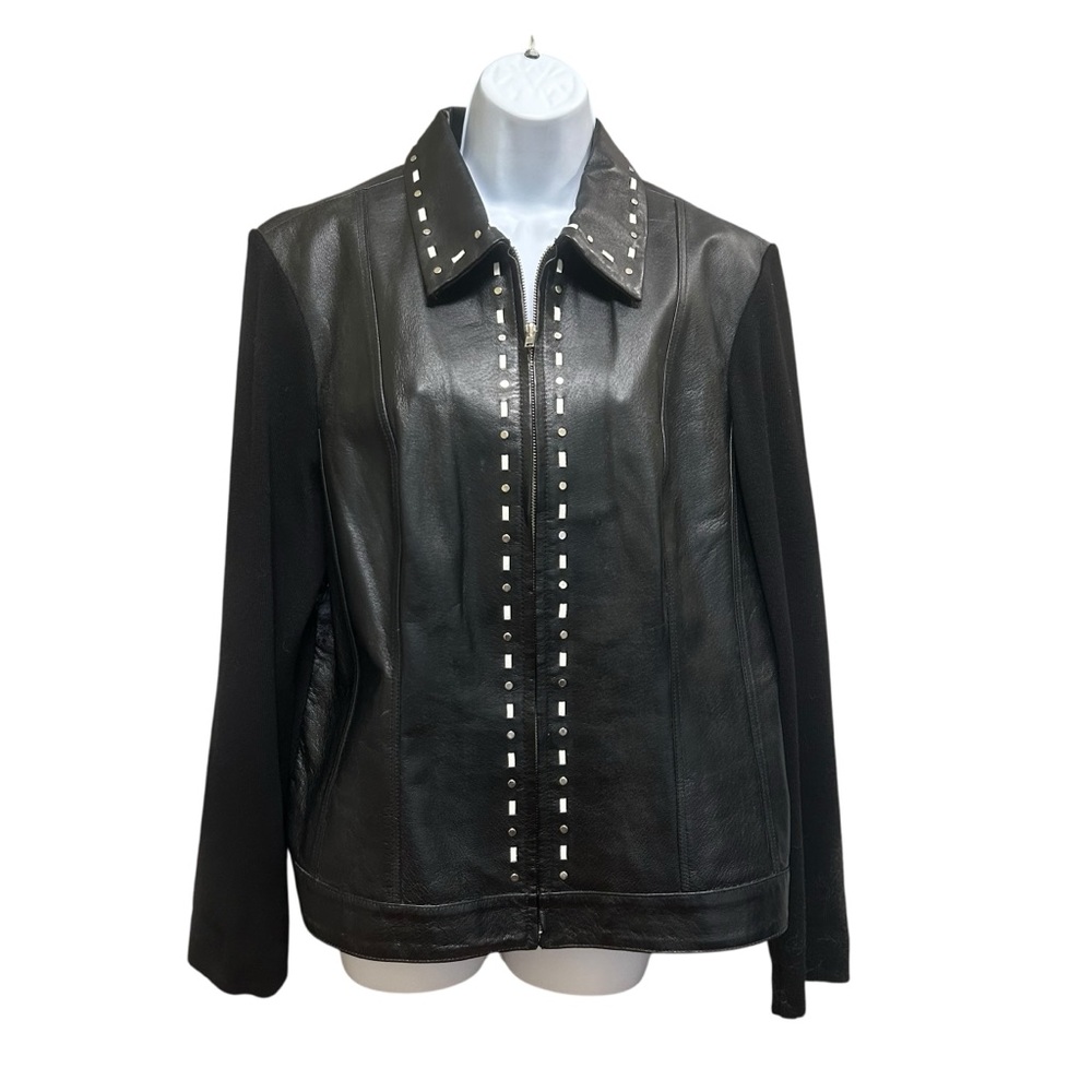 Nygard Collection Knit and Leather Jacket Black Size L